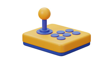 Isolated Yellow Arcade Game Joystick Controller