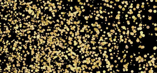 Abstract background with golden confetti on black. Perfect for celebration, party, and festive designs.