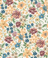 colourful seamless pattern with flowers