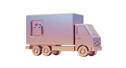 Isolated Holographic Delivery Truck with Shopping Bag Icon