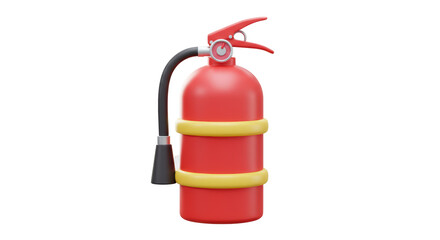 Isolated Red Fire Extinguisher with Yellow Bands
