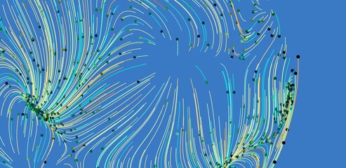 Abstract background with colorful flow lines and dots. Perfect for modern designs.