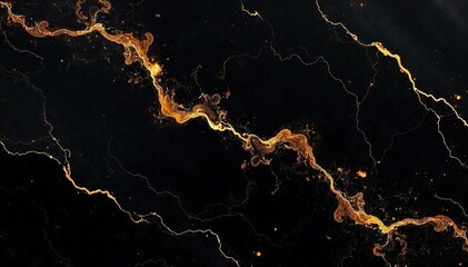 Intricate, high-contrast marble; black and gold hues , formation, dark, close-up