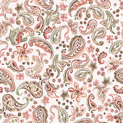 seamless pattern with flowers and paisley