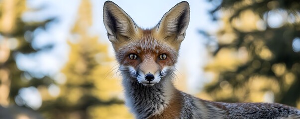 Obraz premium A beautiful red fox stares intensely at the camera