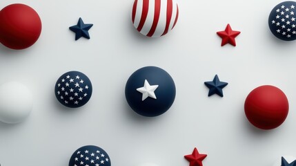 national flag day design, clean, modern pattern featuring simplified d us flag icons and bold red, white, and blue geometric shapes, perfect for flag day decor