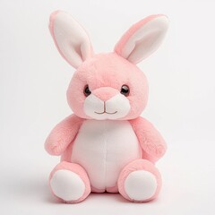 Fototapeta premium Cute Pink Plush Bunny Toy with Big Ears and Adorable Smile