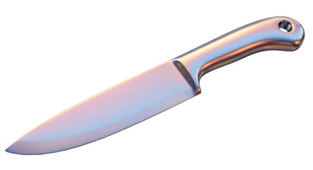 Isolated Metallic Chef Knife with Holographic Sheen