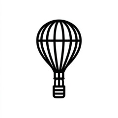 Obraz premium Minimalist geometric black vector of a hot air balloon made of simple curves and lines, eco-adventure logo on white background