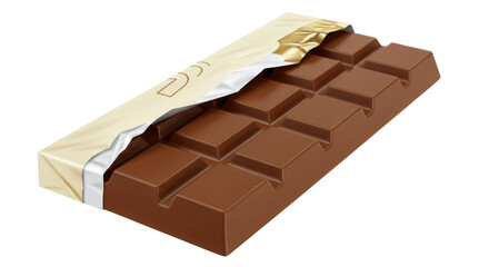 Isolated Unwrapped Chocolate Bar with Square Segments