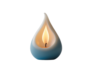A captivating teardrop shaped candle flame illuminates the serene space with its gentle glow creating a peaceful and introspective atmosphere of warmth