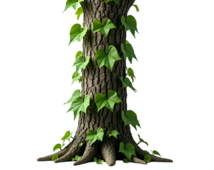 A Captivating Tree Trunk Enshrouded in Verdant Vines on an Isolated Plain, Showcasing Nature's Intricate Interplay and Textural Beauty, A Symbol of Growth and Resilience