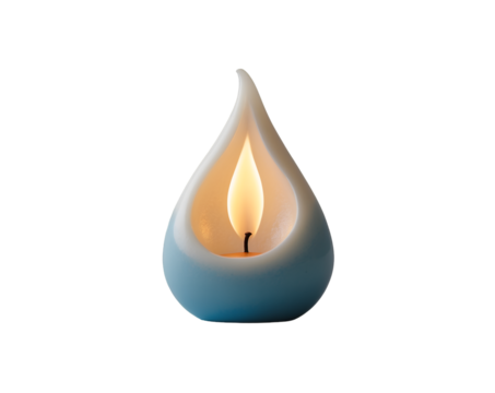 A captivating teardrop shaped candle flame illuminates the serene space with its gentle glow creating a peaceful and introspective atmosphere of warmth - Powered by Adobe