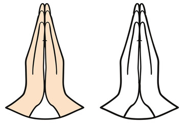 Two fair hands are illustrated pressing together in prayer with transparent background