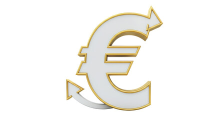 Isolated Euro Symbol with Arrows Financial Transaction Exchange