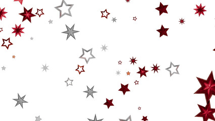 Festive background with scattered red and silver stars. Perfect for holidays, celebrations, and more.
