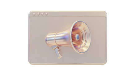 Isolated Megaphone Inside Browser Window Online Announcement Alert