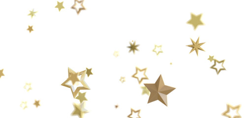 Beautiful image of gold stars falling on a white background, perfect for holidays and celebrations.
