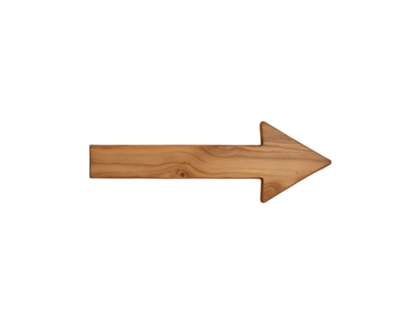 A Detailed Wooden Arrow Sign Showcasing Natural Grain, Isolated to Emphasize Direction and Simplicity in Design for Various Creative Applications