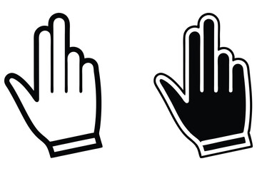 Isolated icons of a black hand cursor and a white hand cursor