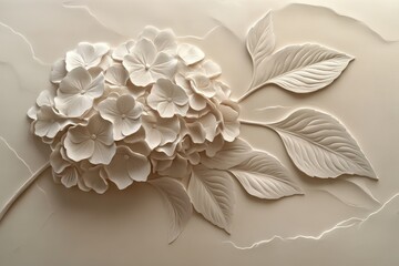 Intricate paper flower sculpture in light cream tones.