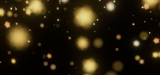 Abstract background with sparkling golden lights and stars. Perfect for festive designs.