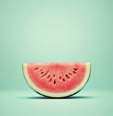 Fresh Watermelon Slice on Pastel Green Background for Summer Feel