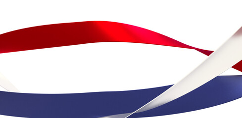 Obraz premium Modern abstract background with flowing red, white, and blue ribbons. Perfect for patriotic designs.
