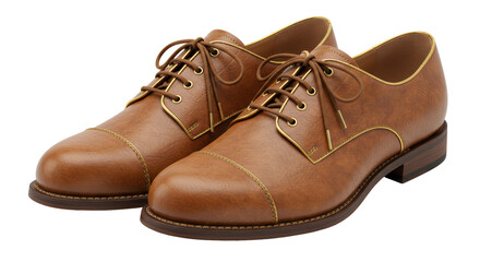 Isolated Brown Leather Shoes Lace Ups