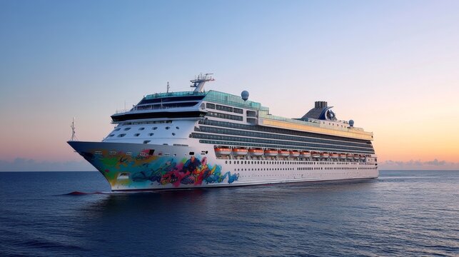 Miami, Florida, March 12, 2025: A Norwegian cruise ship is starting its trip from Miami beach. It's a summer vacation cruise!

