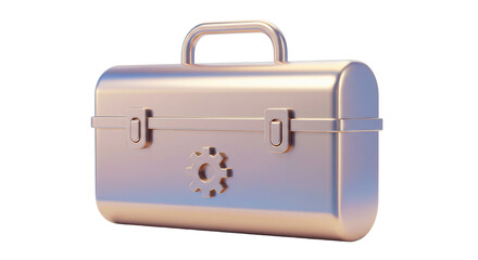 Isolated Golden Toolbox with Gear Icon