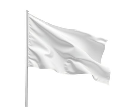 A pristine white flag flutters gently in an invisible breeze, creating a blank canvas for endless possibilities and symbolic representation of peace
