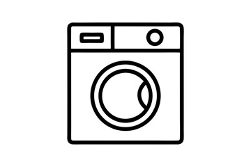 Washing Machine Icon – Line Art Vector for Laundry and Home Use

