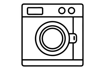 Washing Machine Icon – Line Art Vector for Laundry and Home Use

