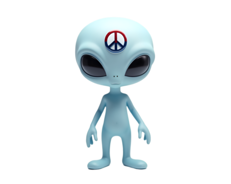 Cosmic Alien with Peace Sign Illustration on Transparent Background ...