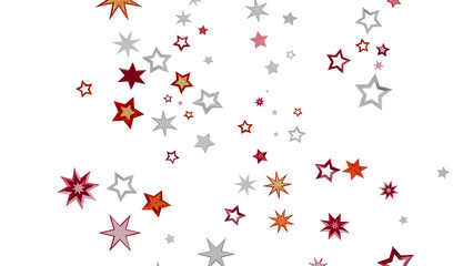 Background of scattered stars in red, orange, gray. Perfect for holidays, celebrations, and more!