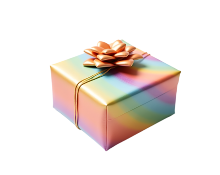 A Striking Gift, Vibrant Rainbow Striped Box with Elegant Bow, Perfect for Celebrations, Special Occasions, and Adding a Touch of Joy to Any Occasion