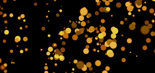 Abstract background with glowing golden bokeh lights, perfect for festive designs.