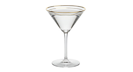 Isolated Classic Martini Cocktail in Glass with Gold Rim