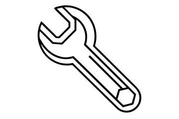 Wrench Icon – Outline Vector Tool for Maintenance and Repair

