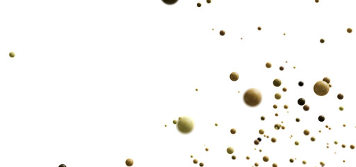 Abstract stock photo of many small spheres floating in white space. Great for backgrounds or design elements.