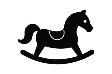 Silhouette art design of a toy rocking horse in side view.eps