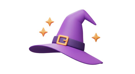 Isolated Purple Witch Hat with Stars