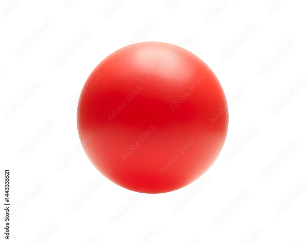 Poster a vibrant red rubber ball levitating against a plain backdrop creating a playful and minimalist comp