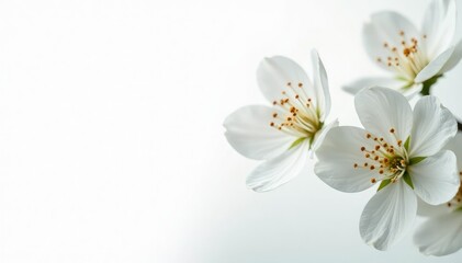 Obraz premium Abstract macro image of white blossoms against stark white, simple, elegant, beauty