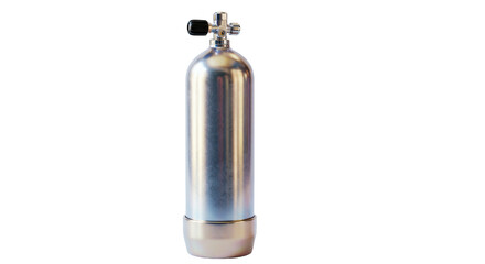 Isolated Silver Scuba Diving Tank with Valve