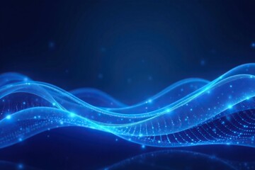 Deep blue wavy lines, ethereal digital backdrop, space, illustration, digital