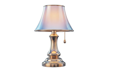 Isolated Elegant Bedside Table Lamp with Fabric Shade and Brass Base