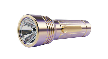 Isolated Golden Flashlight with Detailed Texture