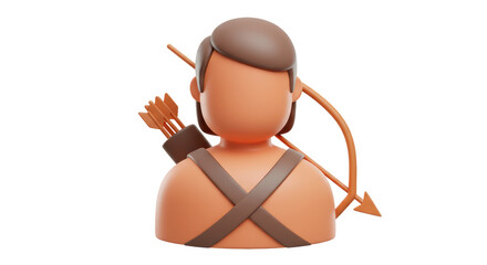 Isolated Archer Character with Bow and Arrows